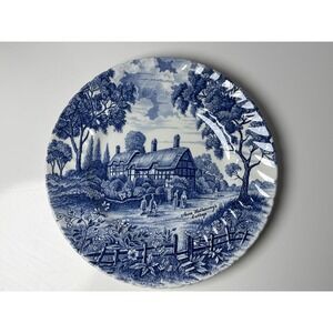 Royal Essex Anne Hathaways‎ Blue Cottage Shakespeare Country 9.7"Plate Ironstone